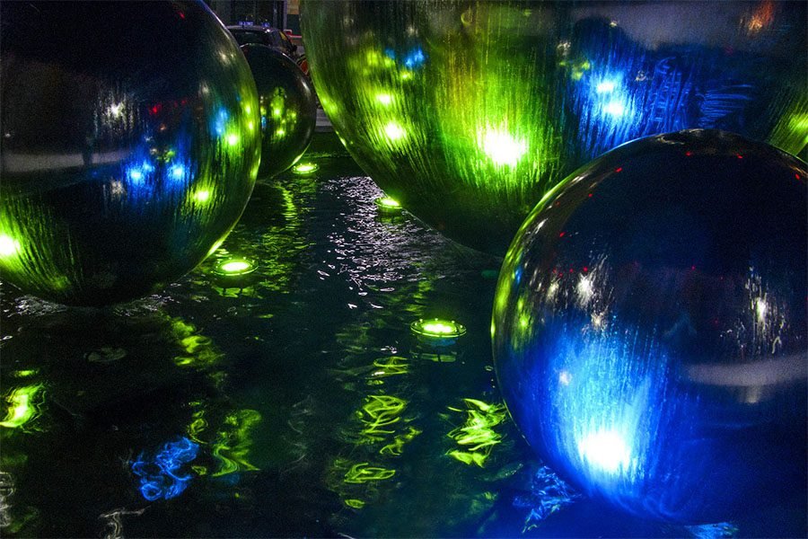 commercial fountain installation with LED lighting commercial fountain installation