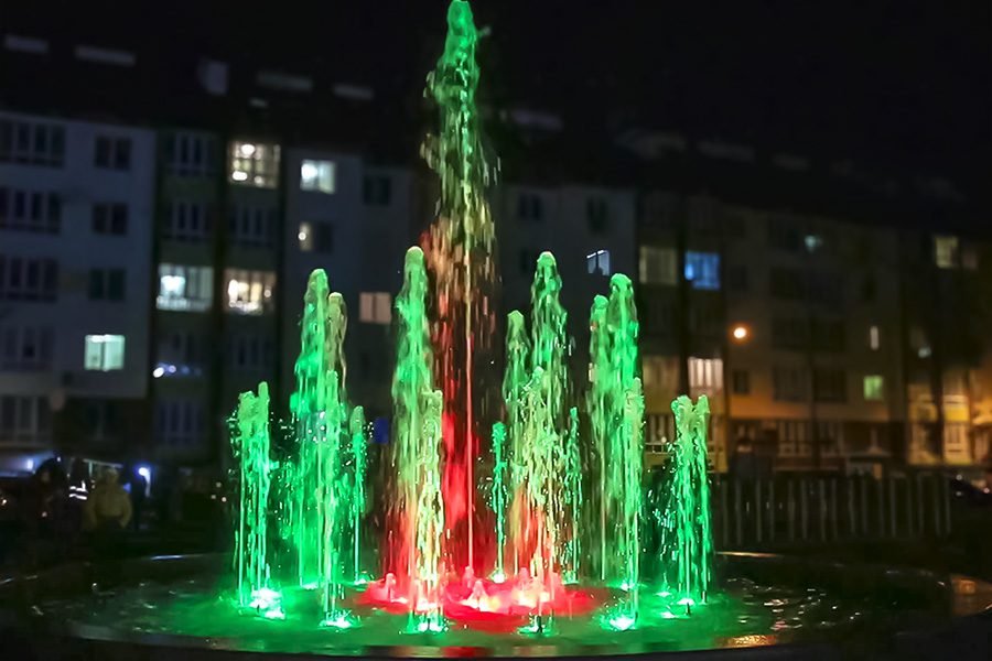 Granite fountain with LED light and night show Granite fountain with LED light and night show