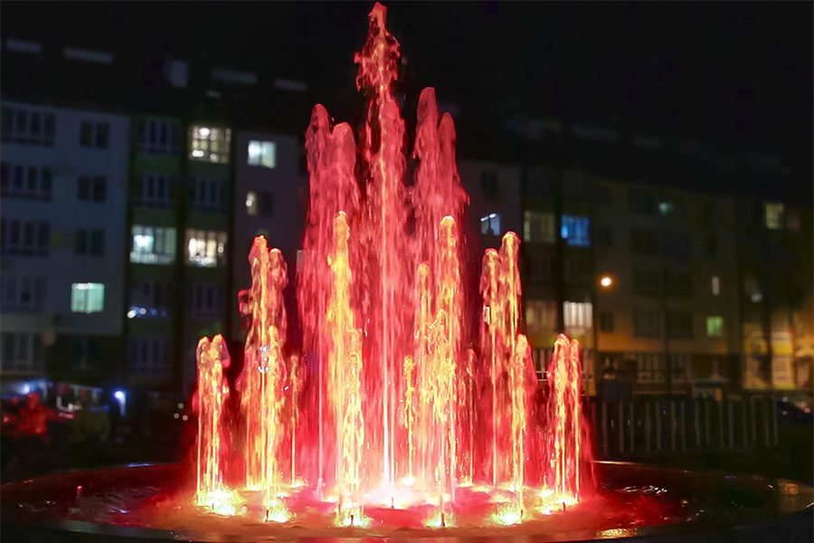 Granite Water Fountain with Red Light Granite Water Fountain with Red Light