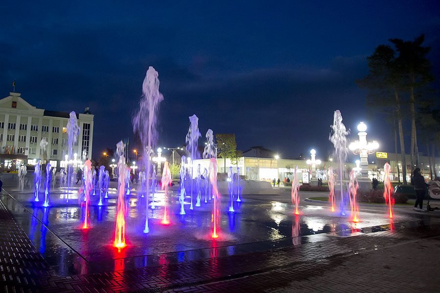 music fountain with LED dynamic water jets with LED