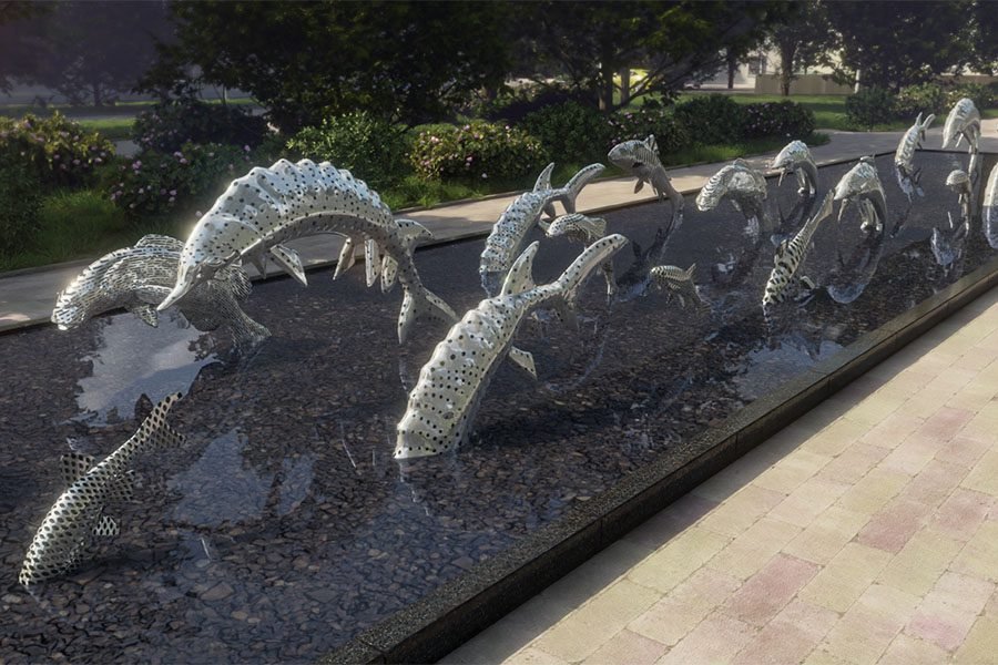 perforated metal art in the water perforated metal art in the water