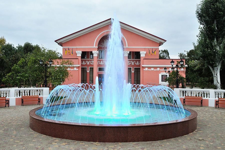 real stone public fountain in the heart of the city real stone public fountain