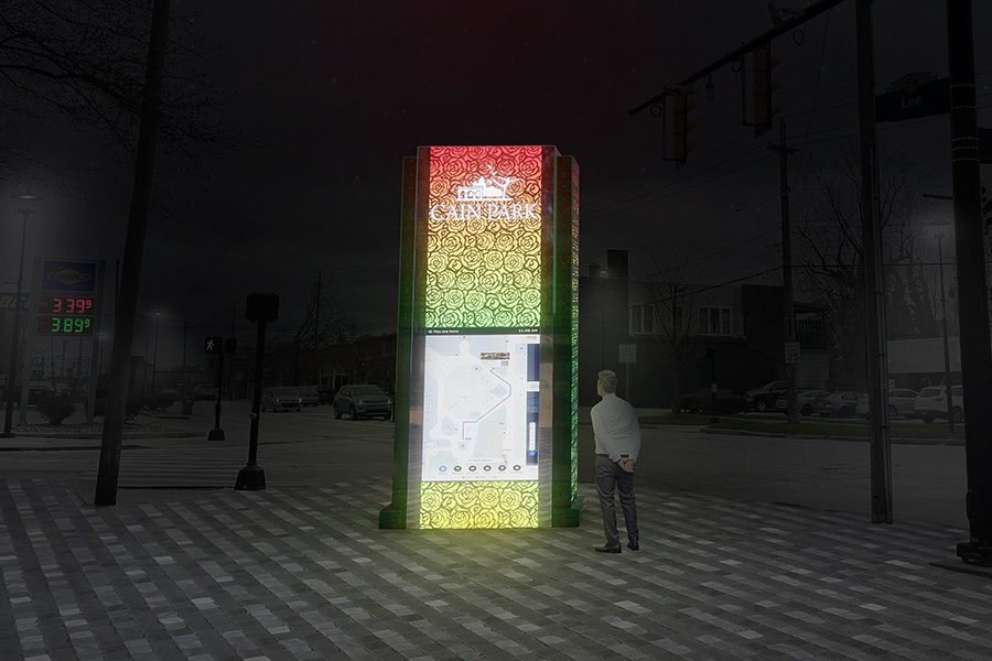 outdoor interactive guide screen with custom engraving outdoor interactive guide screen
