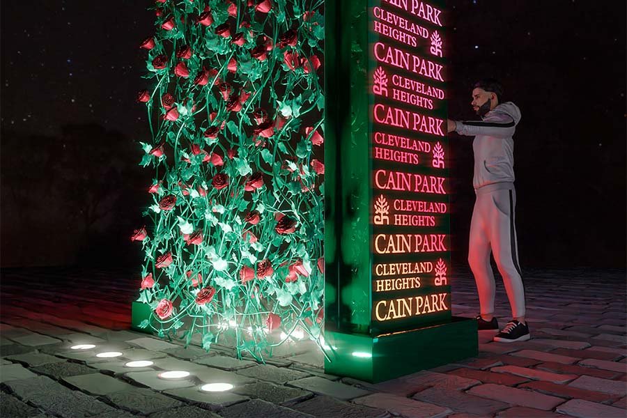 custom branded sculpture with flowers art and led light custom branded sculpture with flowers art