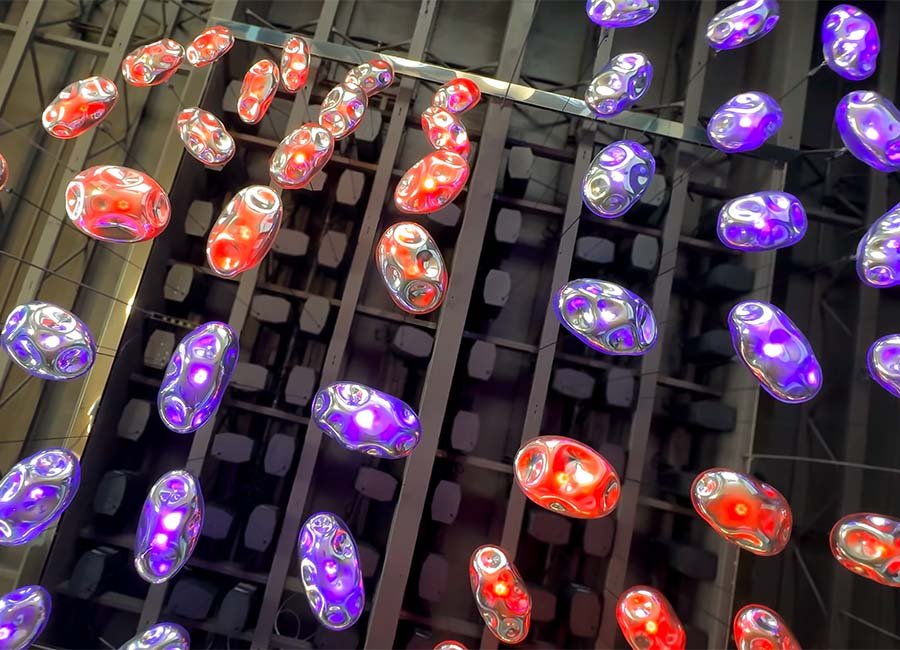 kinetic art feature on the ceiling