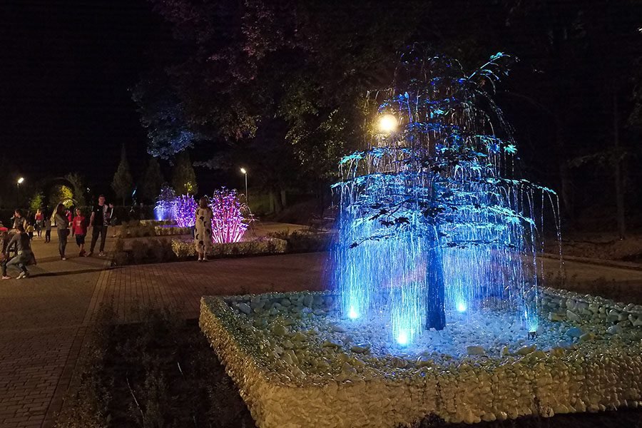 art feature with light and water