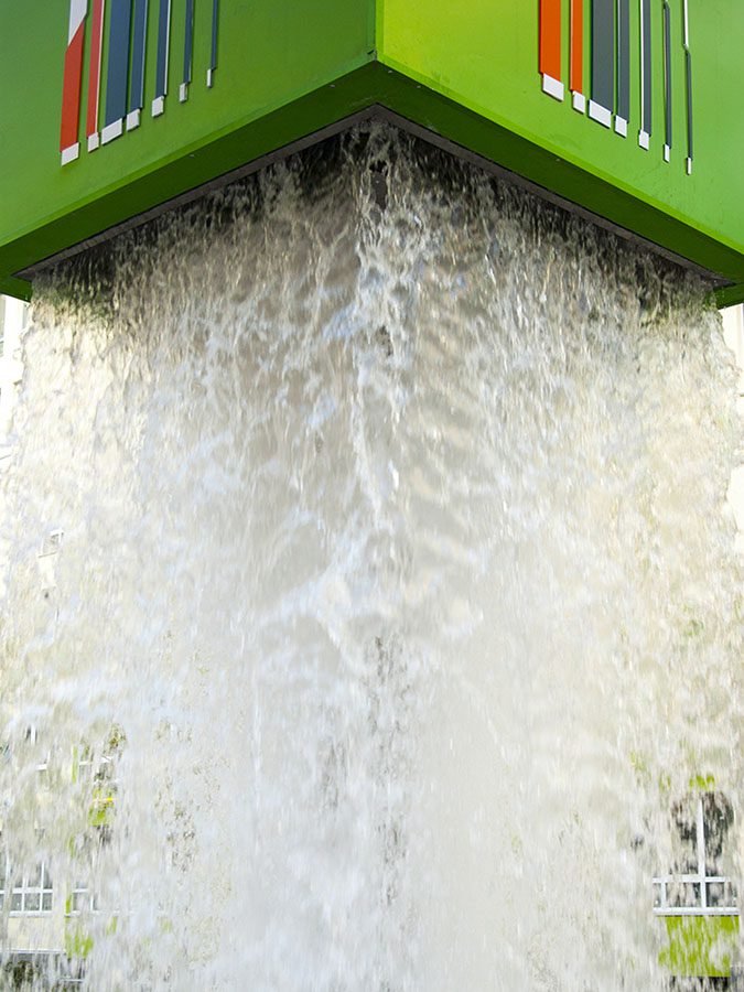 green Architectural cube Waterfall