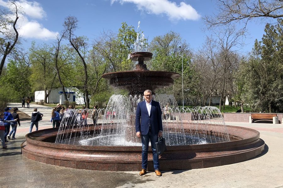 granite fountain in the park