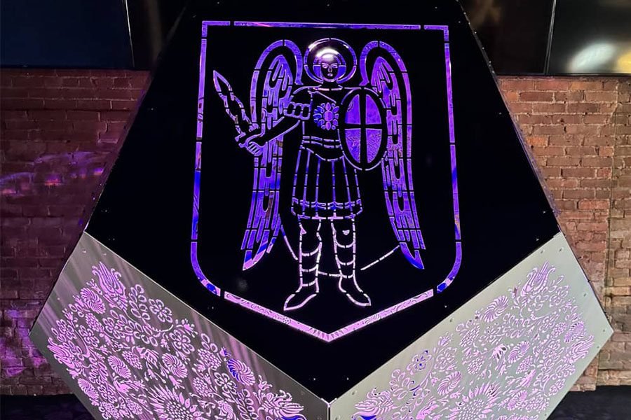 custom branded metal art feature