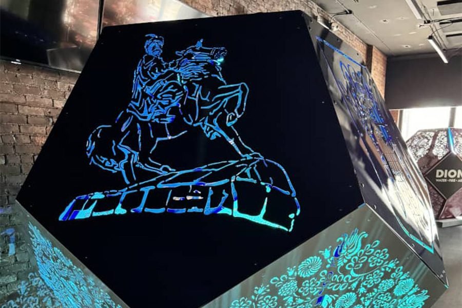 perforated art on metal sculpture