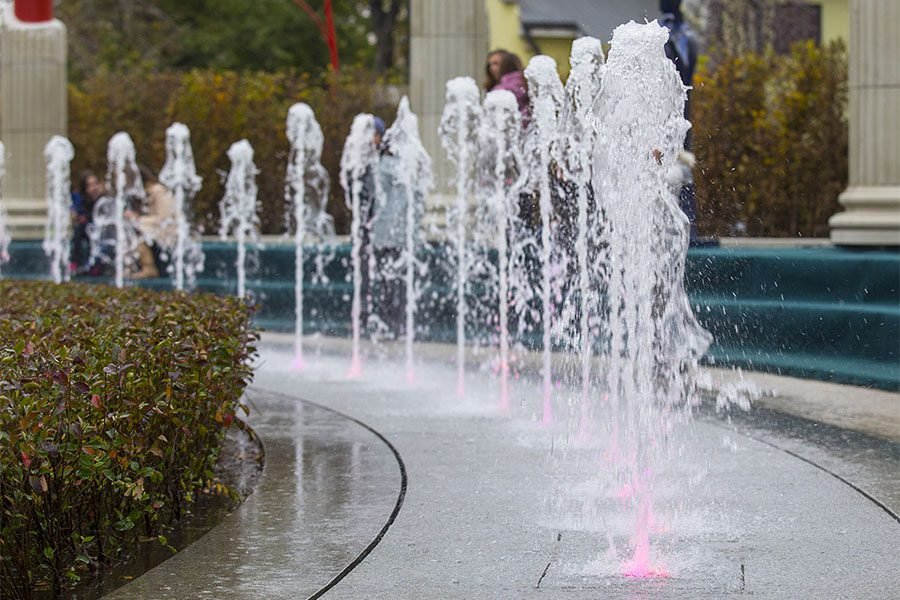 ground water jets in public park