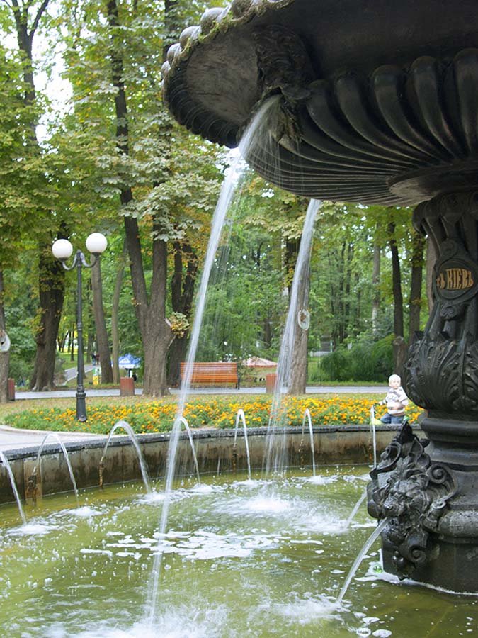 cast iron fountain detail in city park