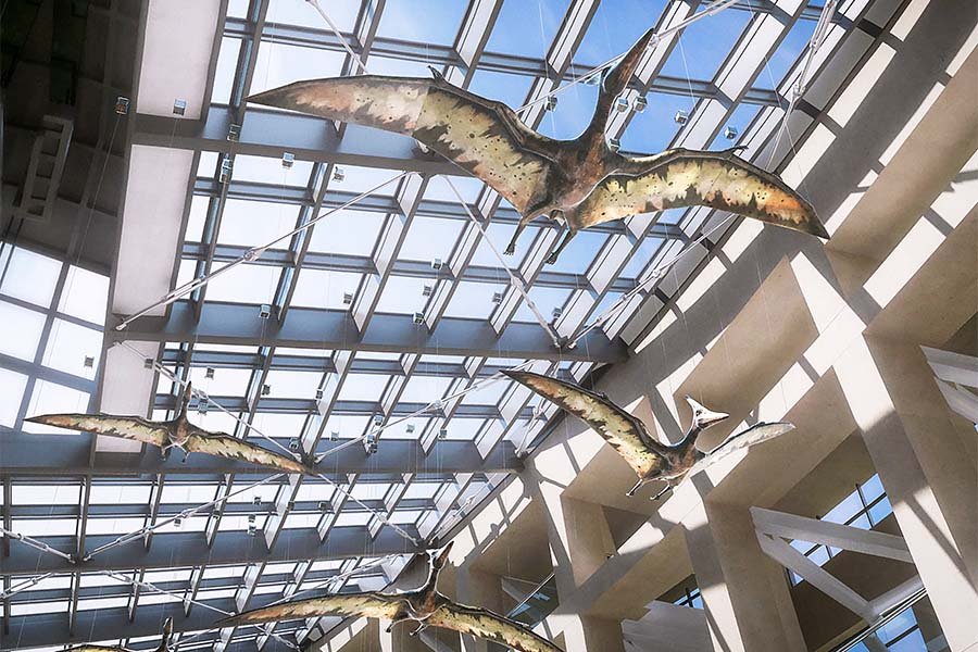 Suspended flying creature sculptures