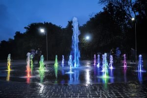 Dry Deck Fountain in the City Park