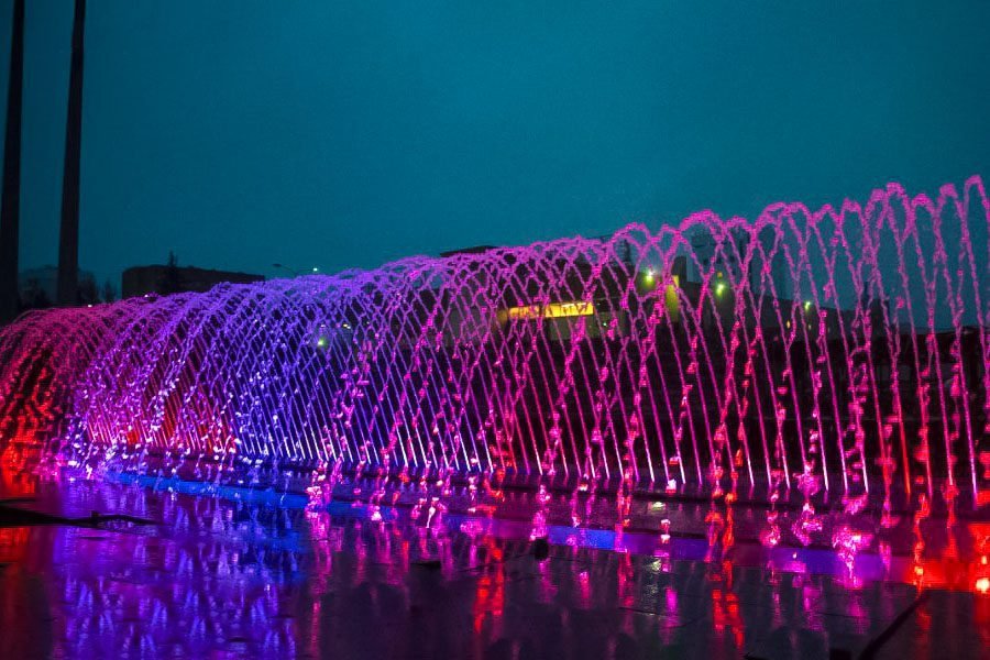 colorful water arch