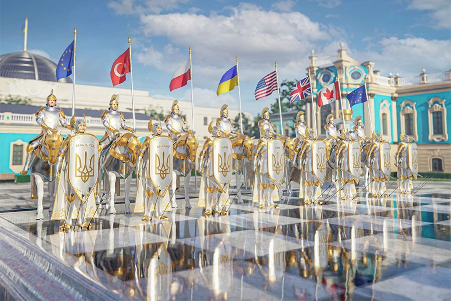 public art installation on the chess board