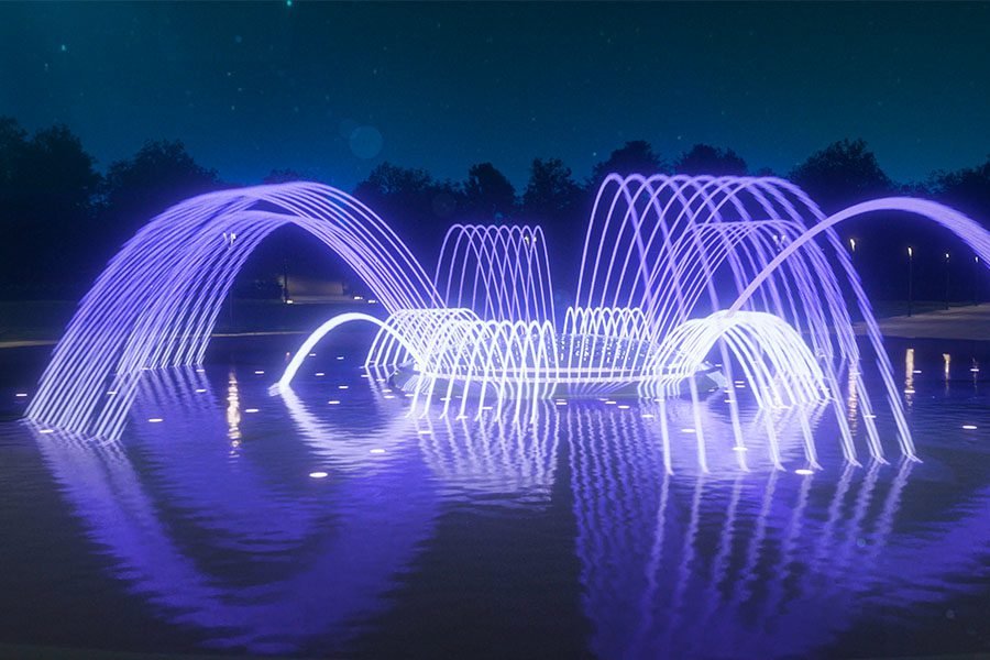 round fountain with LED