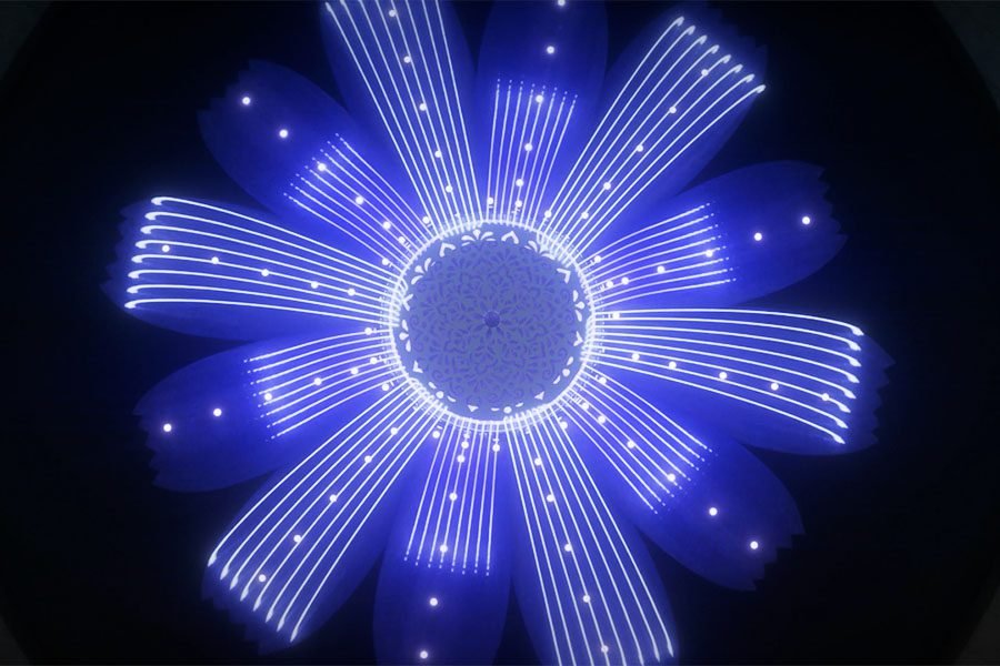 water feature with LED light