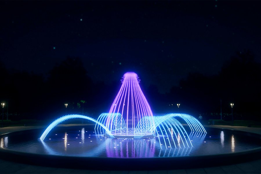 Modern illuminated fountain