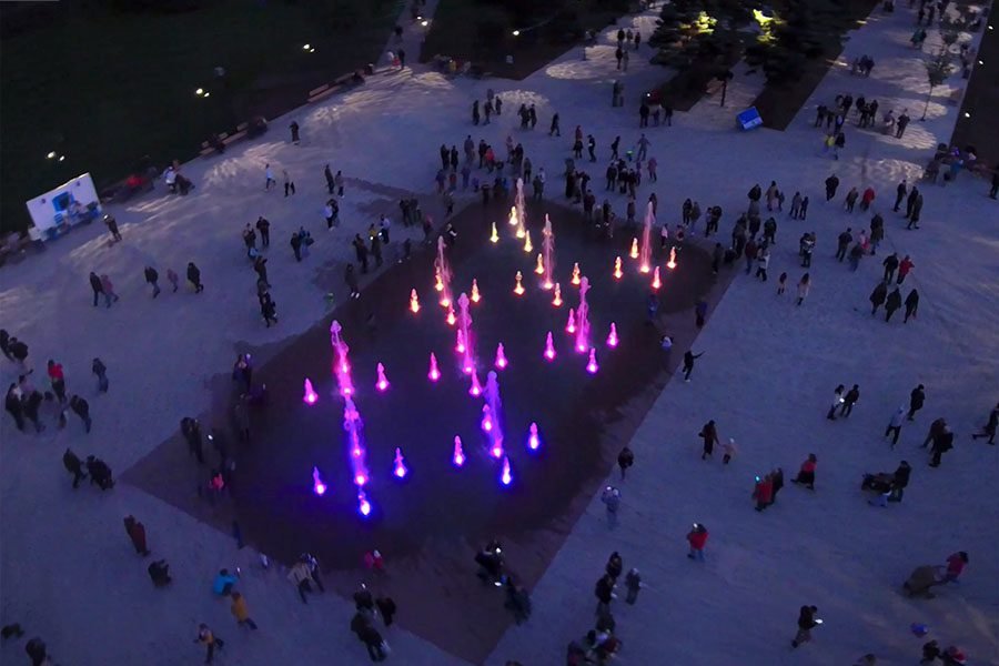 interactive fountain with light and music