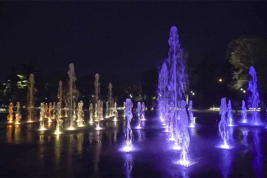 interactive fountain with light