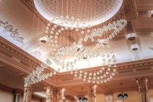 dynamic crystal chandelier kinetic installation