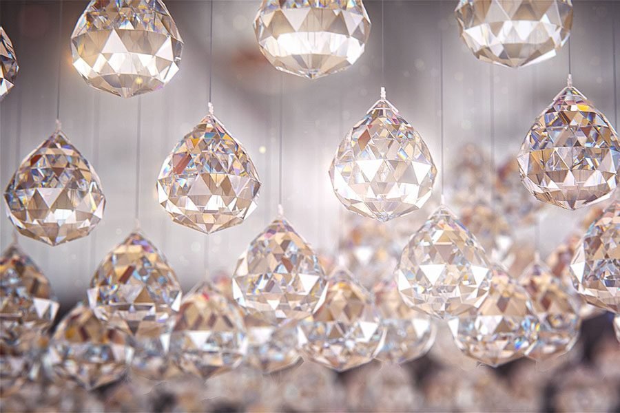 crystal glass droplets