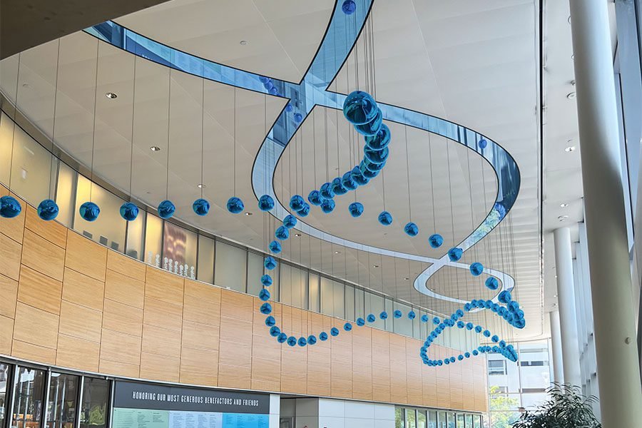 blue kinetic ceiling feature
