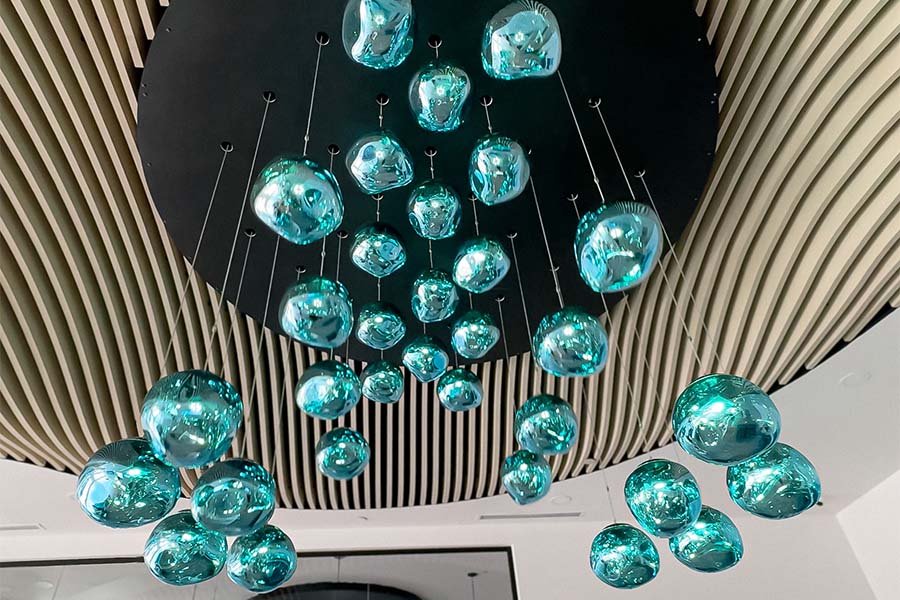 reflective glass ceiling pendants