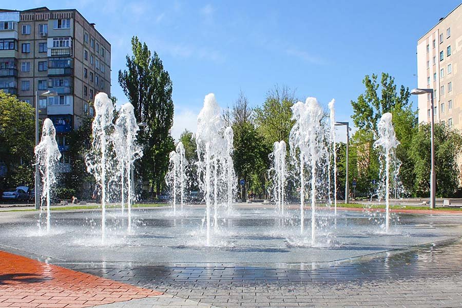 interactive fountain in the park