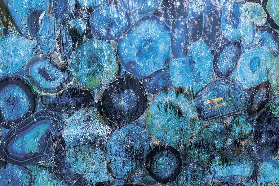 blue agate real stone interior fountain
