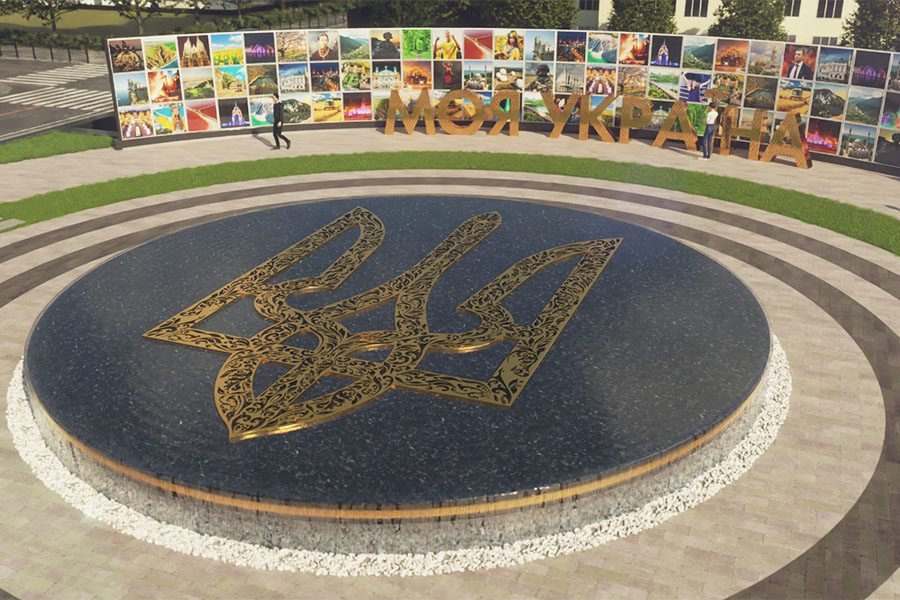 Custom traditional emblem sculpture in gold metal
