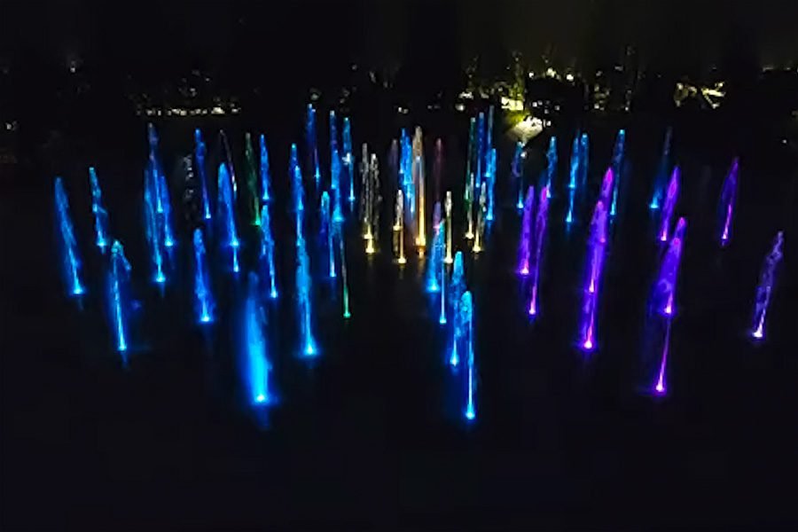 water fountain with music and light