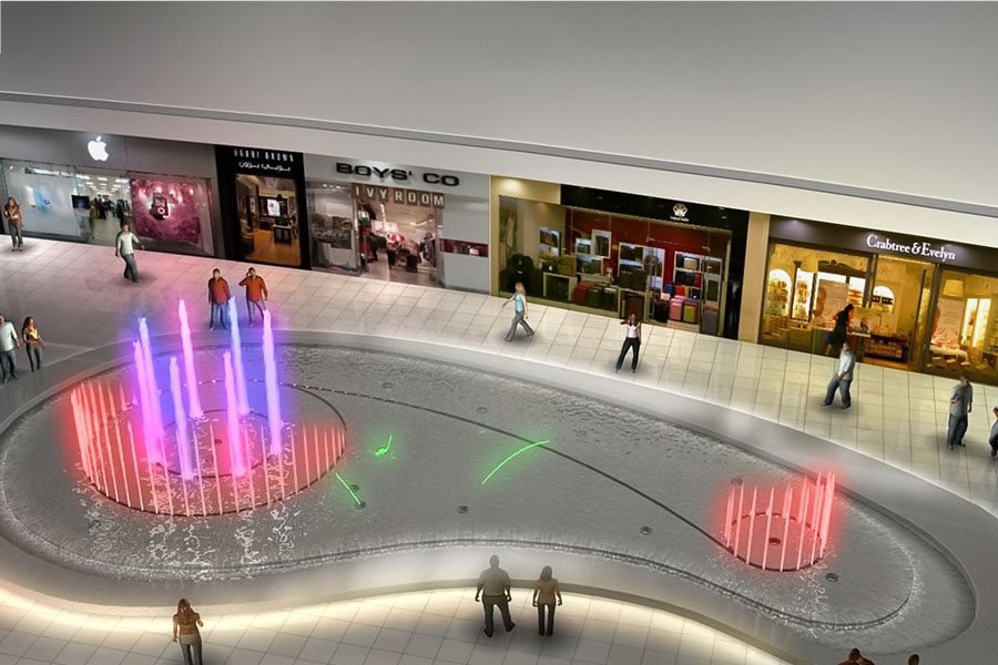mall indoor fountain with lighting water feature
