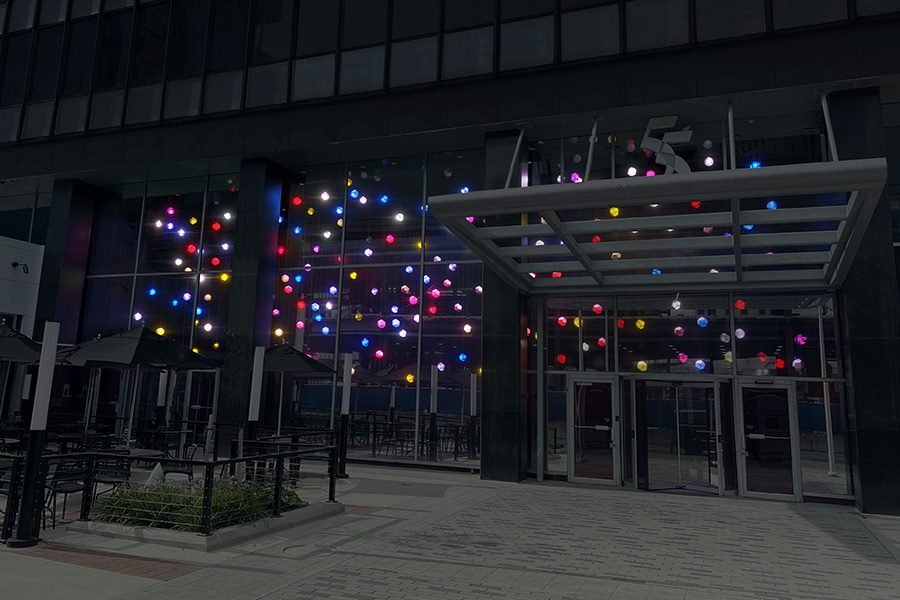 Suspended custom kinetic feature