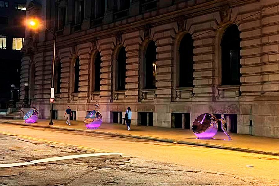 City street art creative sculpture for Cleveland - clock