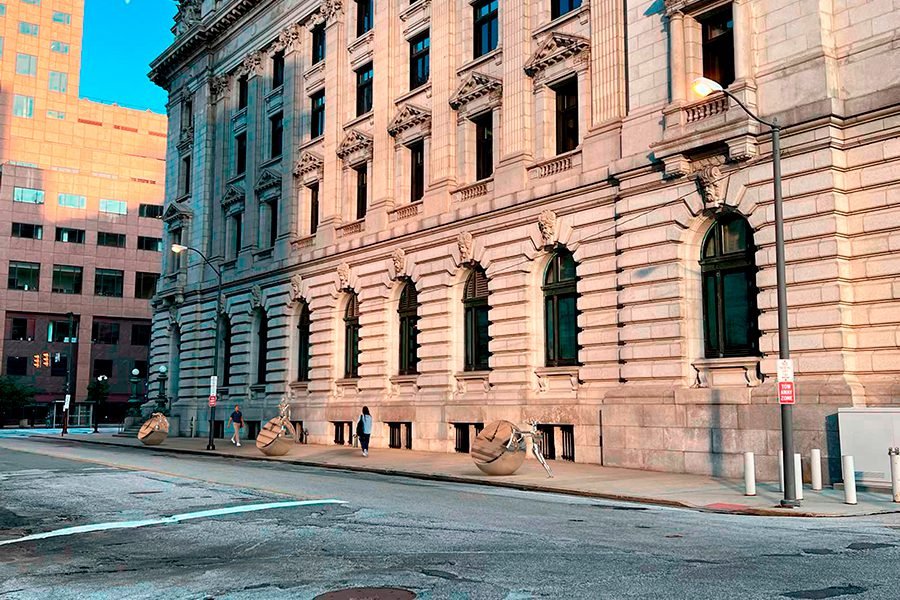 Unique ART installation in downtown Cleveland made from reflective materials