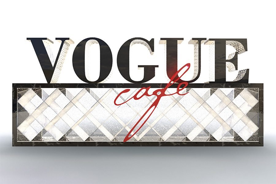 VOGUE Cafe decorative illuminated sign with metal and glass