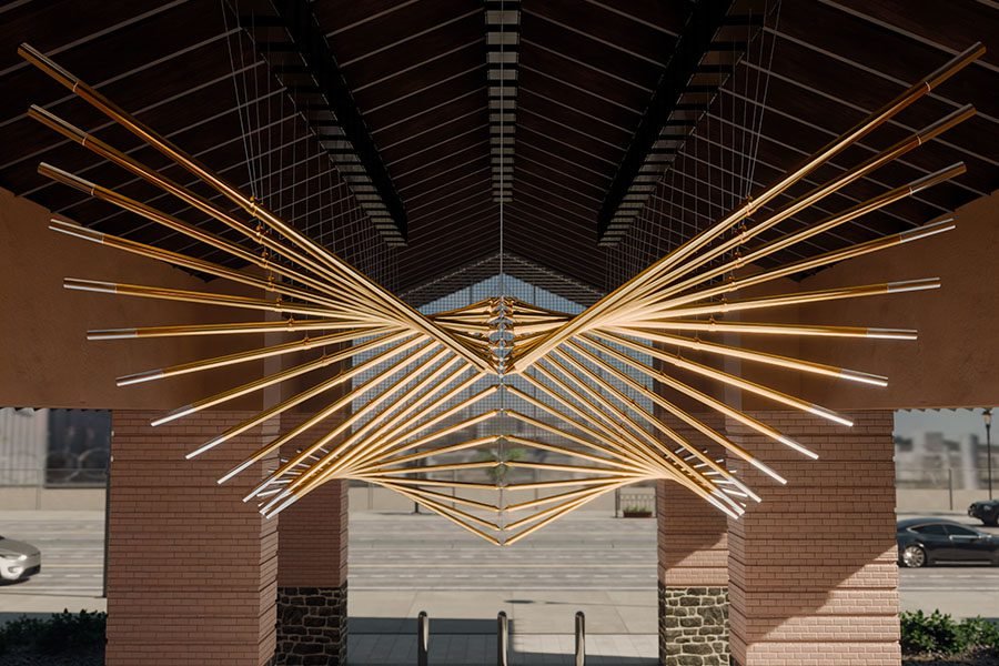 Large Kinetic Art Light instalation in Yakima Washington state USA 