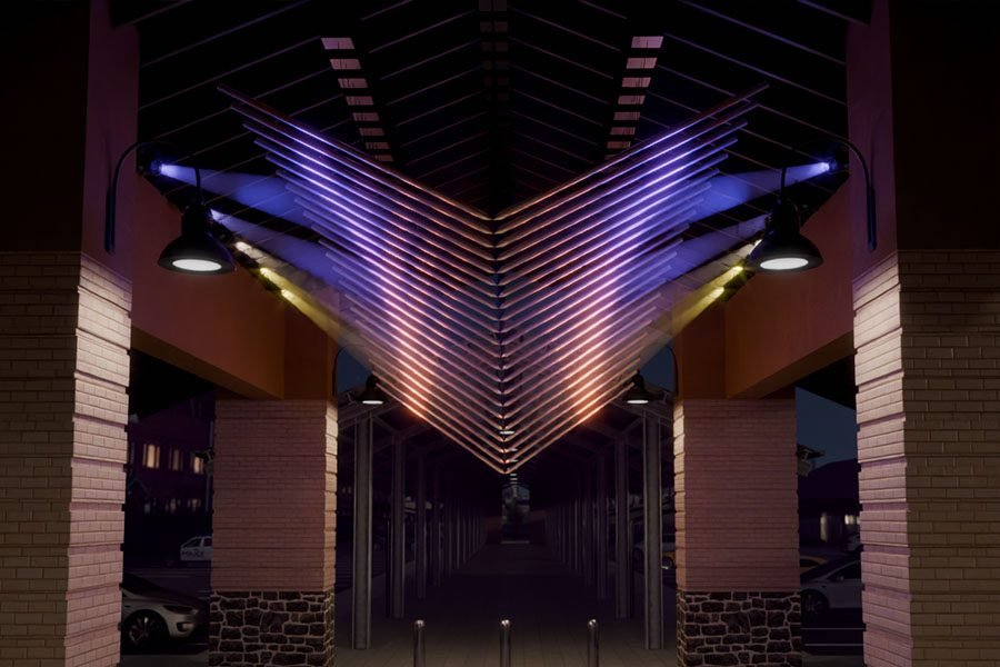 Contemporary kinetic art with light in Yakima Washington