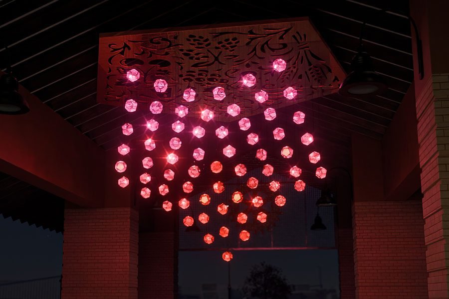 Heart-shaped kinetic installation Five Elements of Yakima