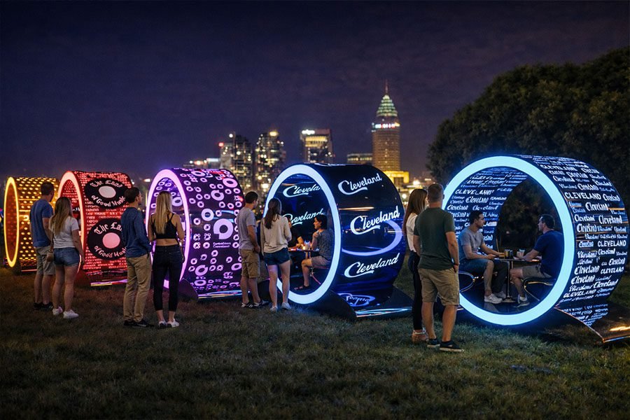 Illuminated interactive public installation