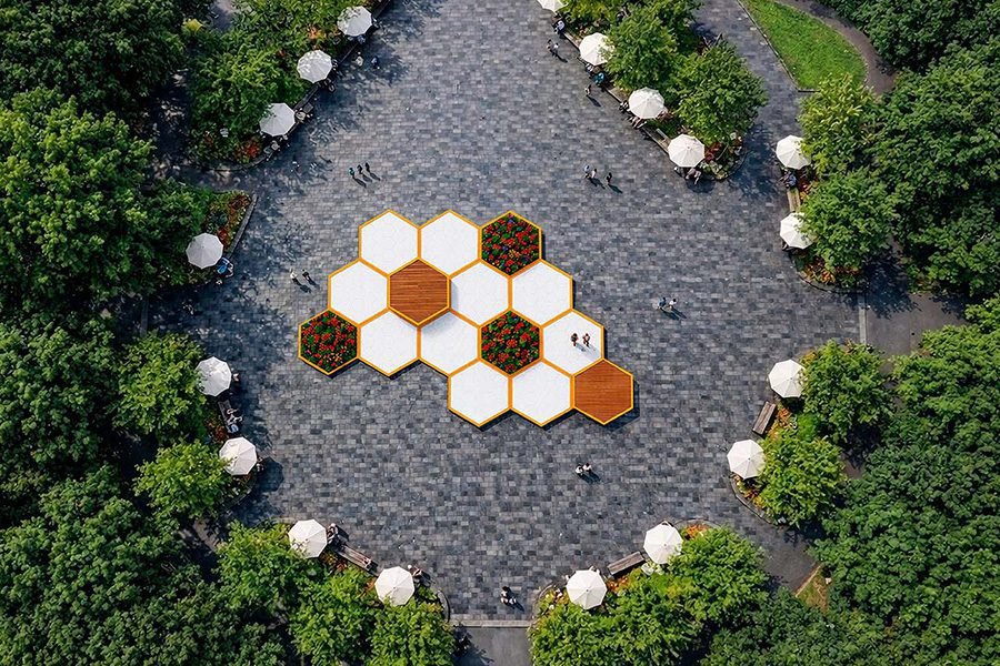 honeycombs interactive art view from top