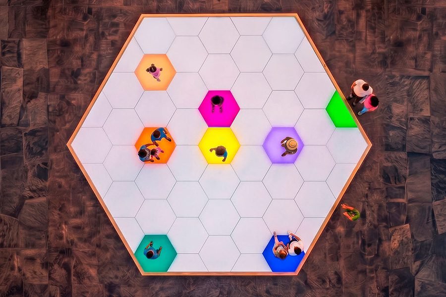 honeycomb shape interactive led floor top view
