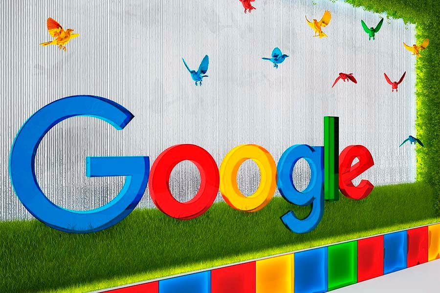 kinetic wall feature with Google logo
